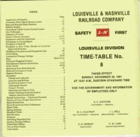 Louisville & Nashville Louisville Div Employee Timetable 1981