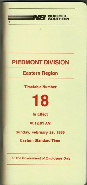 Norfolk-Southern-Piedmont-Division-Eastern-Region-Timetable-18-February-1999-163933473620