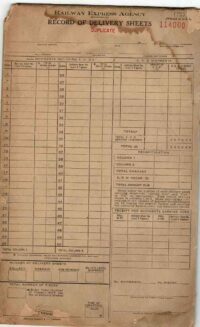 Railway Express Agency Revised 1939 Record of Delivery Sheets