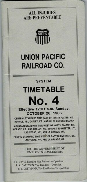 Union-pacific-Railroad-Co-Timetable-No-4-1986-FREE-SHIP-401702287800