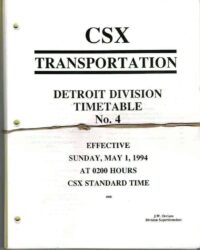 CSX Detroit Div Employee Timetable 1994