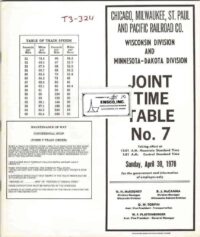 Milwaukee Road Joint Div Time Table 1978