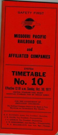 Missouri Pacific Employee Timetable 1977