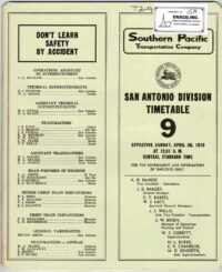 Southern Pacific San Antonio Div Employee Timetable  1978