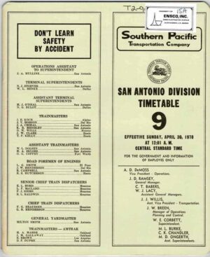Southern-Pacific-San-Antonio-Division-Timetable-9-1978-FREE-SHIP-163527040921