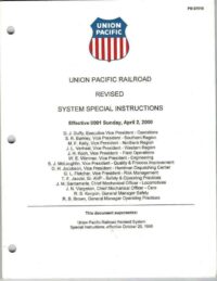 Union Pacific Revised System Special Instructions 2000