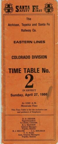Santa Fe Colorado Div Employee Timetable 1986
