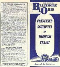B&O Passenger Time Table 1956