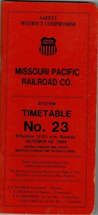 MKT Railroad Employee Timetable 1982