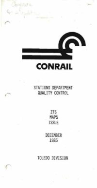 Conrail ZTS Maps Toledo Div 1985 w/ Binder