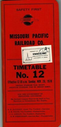 Missouri Pacific Employee Timetable 1978