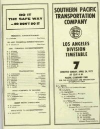 Southern Pacific Los Angeles Div Timetable 1977