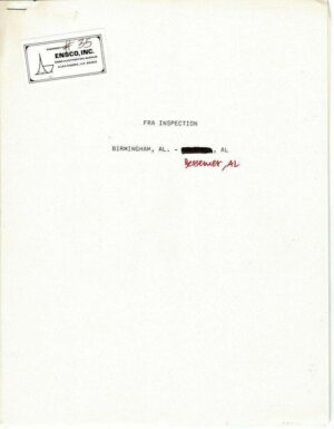 Southern-Rail-Road-FRA-Inspection-BirminghamAL-to-Bessemer-AL-1980-FREE-SHIP-401746419773