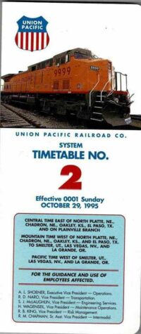Union Pacific Employee Timetable 1995