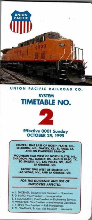 Union-Pacific-Railroad-Timetable-2-1995-FREE-SHIP-163503087323