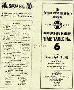 Atchison-Topeka-Santa-Fe-Railway-Albuquerque-Division-timetable-FREE-SHIP-163700082234