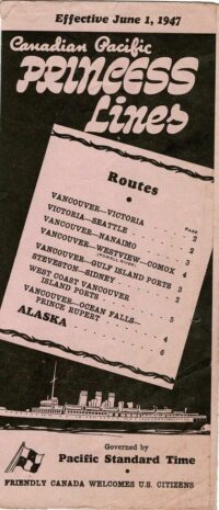Canadian Pacific Princess Lines Cruise Routes 1947
