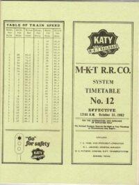 MKT Railroad Employee Timetable 1982