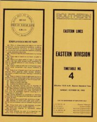 Southern Railway Eastern Div Employee Timetable 1983
