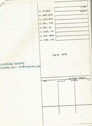 Southern-Railway-Track-Chart-FRA-Dothan-AL-Birmingham-AL-1980-FREE-SHIP-401750706574