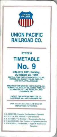 Union Pacific System Employee Timetable 1992