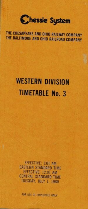 Chessie-System-Railway-Western-Division-Timetable-No-3-July-1-1980-FREE-SHIP-163800029405