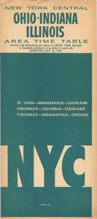 New York Central 1959 Passenger Time Table