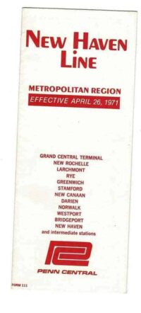 Penn Central New Haven Line Timetable April 26,1971