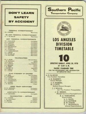 Southern-Pacific-Los-Angeles-Division-Timetable-10-1978-FREE-SHIP-401701639435