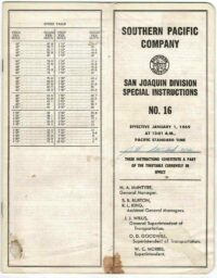 Southern Pacific San Joaquin Div Timetable 1969