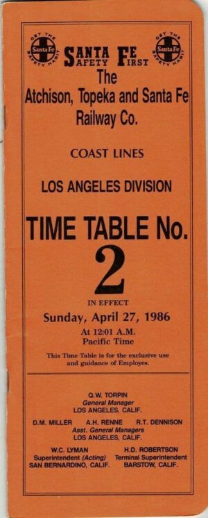 The-Atchison-Topeka-Santa-Fe-Railway-Los-Angeles-Division-Timetable-No-2-401832807515