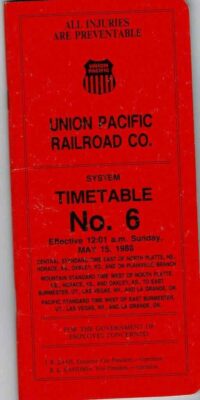 Union Pacific Employee Timetable 1988
