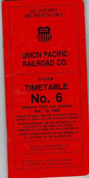 Union-Pacific-Railroad-Employee-Timetable-No-6-1988-FREE-SHIP-163501847105