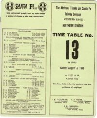 Santa Fe, Northern Div Timetable 1980