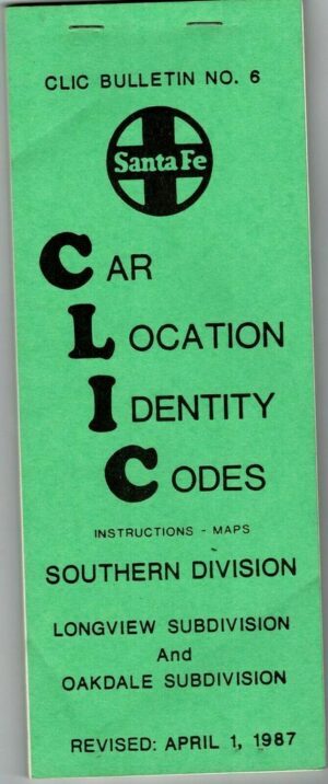 Car-Location-Identity-Codes-Bulletin-No-6-Southern-Division-1987-FREE-SHIP-163555462386