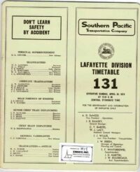 Southern Pacific Lafayette Div Employee Timetable 1978