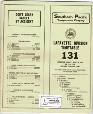 Southern-Pacific-Lafayette-Division-Timetable-No-131-1978-FREE-SHIP-163527135866
