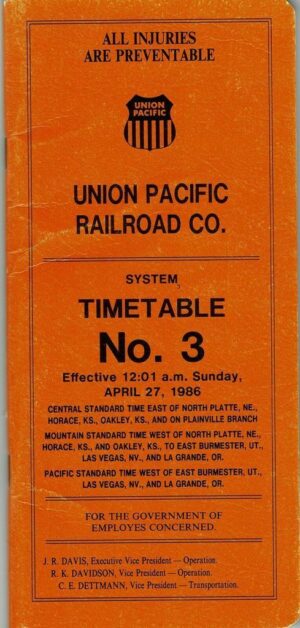Union-Pacific-Railroad-Co-Timetable-No-3-Date-1986-FREE-SHIP-401682697946