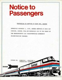Amtrak Notice Service Suspension 1979