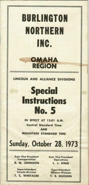Burlington-Northern-Omaha-Region-Special-Instructions-No-5-October-1973-FREE-401881112277