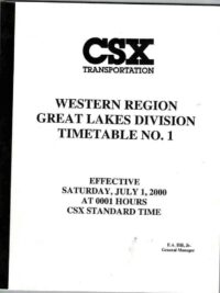 CSX Great Lakes Div Employee Timetable 2000
