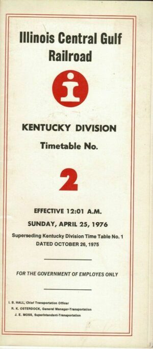 Illinois-Central-Gulf-Rail-Road-Kentucky-Division-Timetable-No-2-1976-FREE-SHIP-401839574077