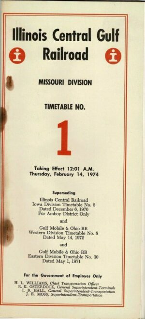 Illinois-Central-Gulf-Rail-Road-Missouri-Division-Timetable-No-1-1974-FREE-SHIP-401839571937