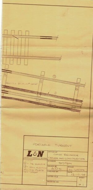 Louisville-Nashville-Railroad-Portable-Turnout-Diagram-1975-FREE-SHIP-163621222407