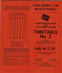 Milwaukee Road Northern & Southern Div's Employee Timetable 1982