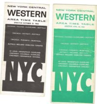 New York Central, Western Area Time Table LOT of 4 1963, 1965, 1966 & 1967