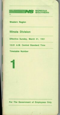 Norfolk Southern Illinois Div Timetable 1991