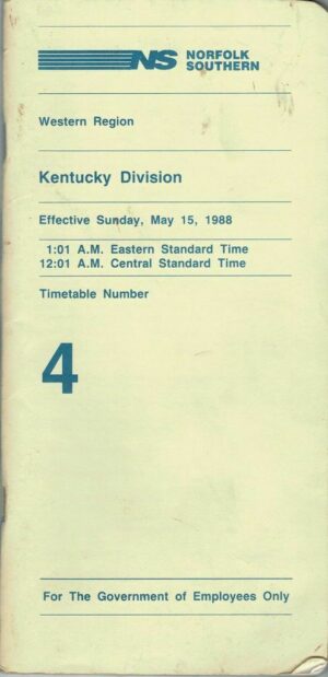 Norfolk-Southern-Western-Region-Kentucky-Division-Timetable-4-1988-FREE-SHIP-163528869817