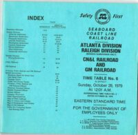 Seaboard Coast Line Atlanta & Raleigh Div Employee Timetable 1979