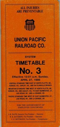 Union Pacific Employee Timetable 1986